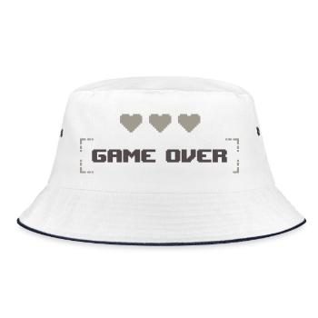 Game Over - Spiel vorbei - Bucket Hat - Weiß/Navy - Vorne