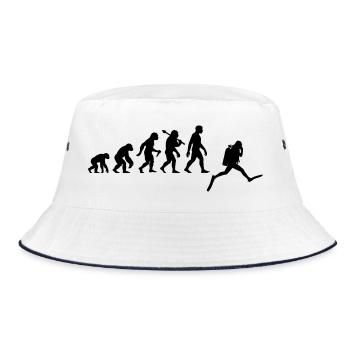Taucher Evolution Für Schnorchler Die Tauchen - Bucket Hat - Weiß/Navy - Vorne