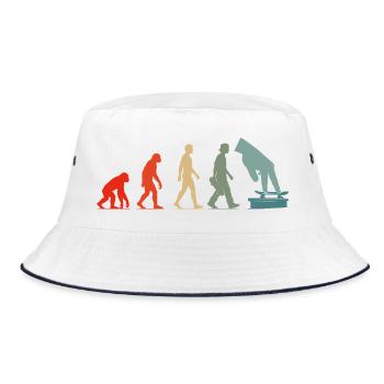  Evolution Vintage Fingerboarding Skateboard - Bucket Hat - Weiß/Navy - Vorne