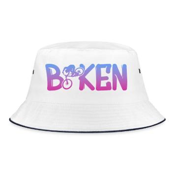 Gradient Fahrradlogo mit Bike Silhouette - Bucket Hat - Weiß/Navy - Vorne