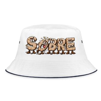 NÜCHTERNES Cartoon-Knispern - Bucket Hat - Weiß/Navy - Vorne