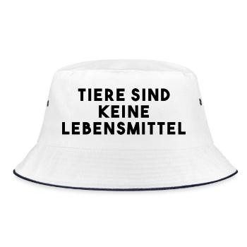 Vegan Spruch - Bucket Hat - Weiß/Navy - Vorne