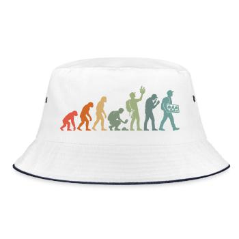  Vintage-Geologie, Edelsteinsammler, Gestein- und - Bucket Hat - Weiß/Navy - Vorne