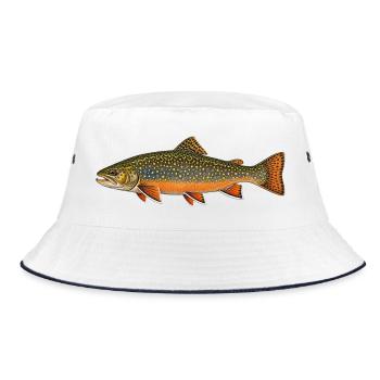 Bachforelle in Herbstfarben - Bucket Hat - Weiß/Navy - Vorne