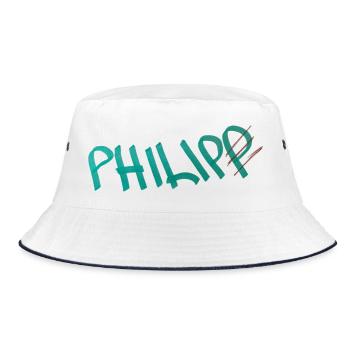Geburtstagsgeschenk für Philip - Bucket Hat - Weiß/Navy - Vorne