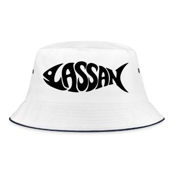 Lassan | Motiv Fisch - Bucket Hat - Weiß/Navy - Vorne
