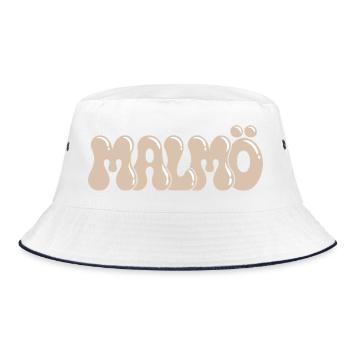 Malmö Retro Groovy Beige - Bucket Hat - Weiß/Navy - Vorne