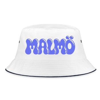 Malmö Retro Blue Periwinkle Wildleder - Bucket Hat - Weiß/Navy - Vorne