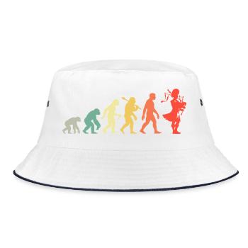 Retro Dudelsack Evolution Für Dudelsackspieler - Bucket Hat - Weiß/Navy - Vorne