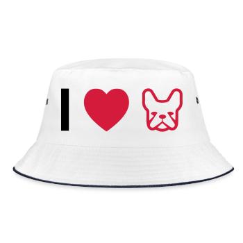 French Bulldog - Bucket Hat - Weiß/Navy - Vorne