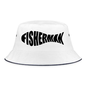 Angler - Bucket Hat - Weiß/Navy - Vorne