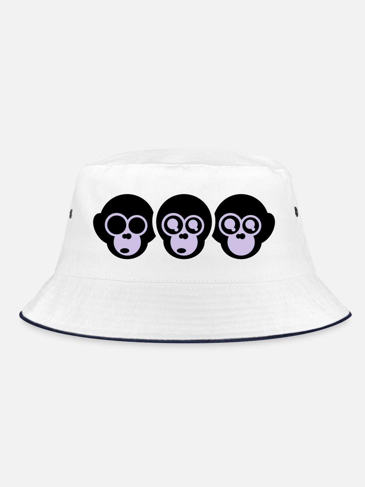 the three monkeys - Bucket Hat - white/navy - Front