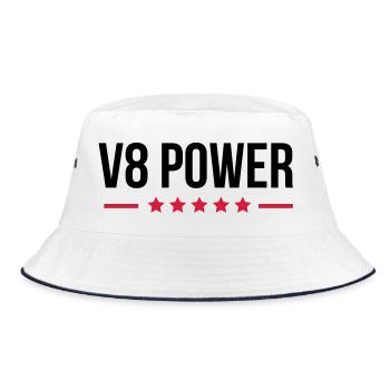 V8 Power - Bucket Hat - Weiß/Navy - Vorne