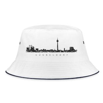 Düsseldorfer Skyline Düsseldorf (Vintage Schwarz) - Bucket Hat - Weiß/Navy - Vorne
