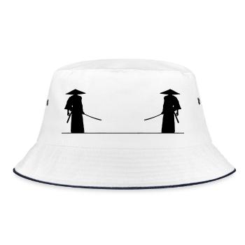 Samurai Kampf - Bucket Hat - Weiß/Navy - Vorne