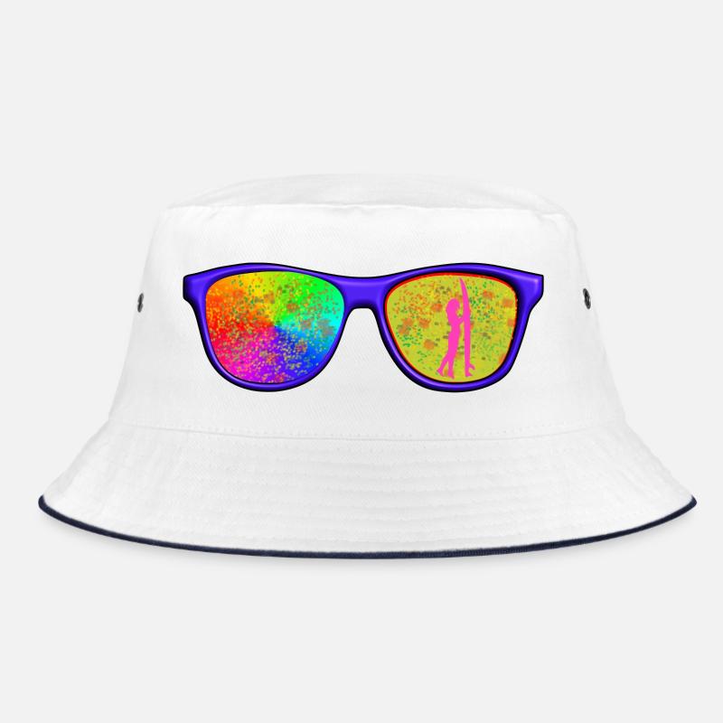 Cap with glasses - Bucket Hat - white/navy