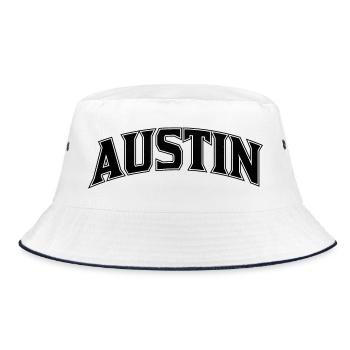 AUSTIN Arc Lettering Print - Bucket Hat - white/navy - Front