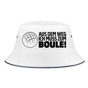 Aus Dem Weg Ich Muss Zum Boule Für Bouler - Bucket Hat - Weiß/Navy - Vorne