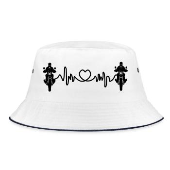 Motorrad-Frontansicht Cardio-Motor-Enthusiast - Bucket Hat - Weiß/Navy - Vorne