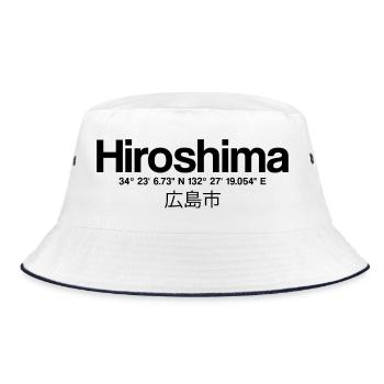 Hiroshima Japan Coordinates - Bucket Hat - white/navy - Front