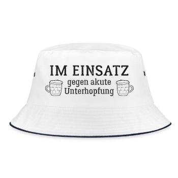 Im Einsatz gegen akute Unterhopfung - Bucket Hat - Weiß/Navy - Vorne