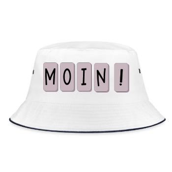 TASTATUR - SCHRIFTZUG MOIN - Bucket Hat - Weiß/Navy - Vorne