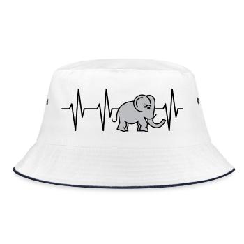 puls elefant rüssel herzschlag comic Symbol süß - Bucket Hat - Weiß/Navy - Vorne