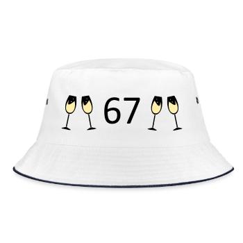 67.Geburtstag 67 Jahre Jubiläum 67 Zahl 67 schwarz - Bucket Hat - Weiß/Navy - Vorne