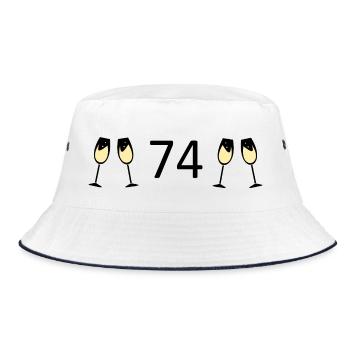 74.Geburtstag 74 Jahre Jubiläum 74 Zahl 74 schwarz - Bucket Hat - Weiß/Navy - Vorne