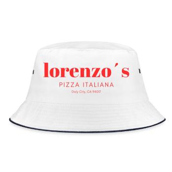 Lorenzo´s Pizza Schriftzug - Bucket Hat - Weiß/Navy - Vorne
