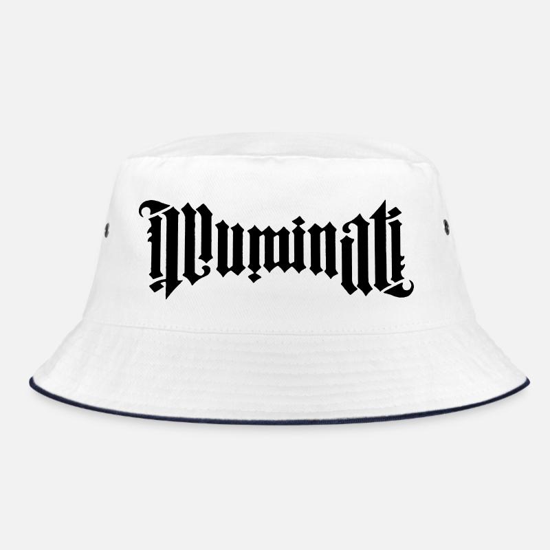 Illuminati Kalligrafie - Bucket Hat - Weiß/Navy