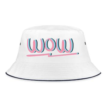 WOW Bekleidung & Accessoires - Bucket Hat - Weiß/Navy - Vorne