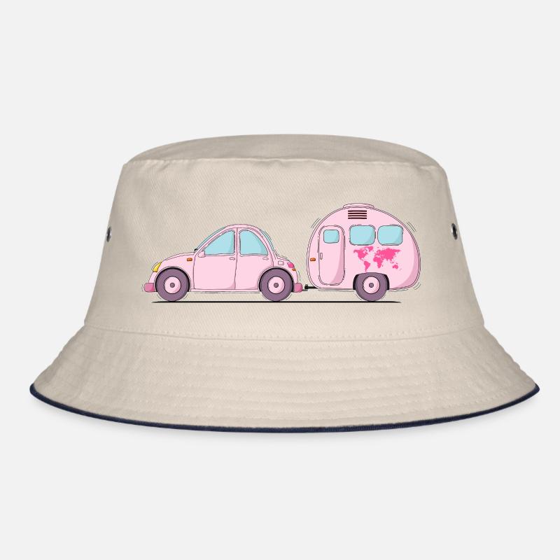 Auto mit Wohnwagen Rosa Bucket Hat