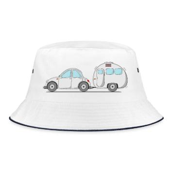Car with caravan grey - Bucket Hat - white/navy - Front