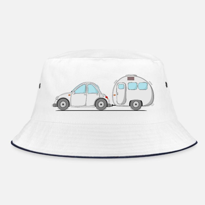 Car with caravan grey Bucket Hat