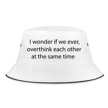 Statement lettering Overthinking - Bucket Hat - white/navy - Front