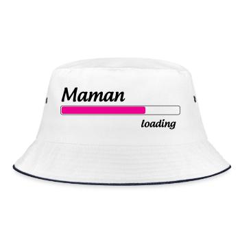 Mom loading... Please Wait - Mother-to-be - Bucket Hat - white/navy - Front