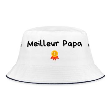 Best Papa - Papa Geschenkidee - Bucket Hat - Weiß/Navy - Vorne