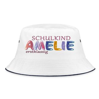 Schulkind Amelie Schule - Bucket Hat - Weiß/Navy - Vorne