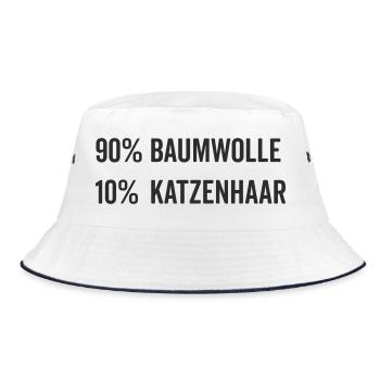 Baumwolle Katzenhaar Geschenk Katzenfreund - Bucket Hat - Weiß/Navy - Vorne