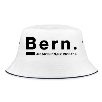 Bern Koordinaten Berner Bernerin Schweiz - Bucket Hat - Weiß/Navy - Vorne