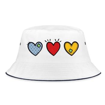 Coeurs colorés à la puissance 3 - Amour, Diversité, Famille - Bob - blanc/marine - Devant