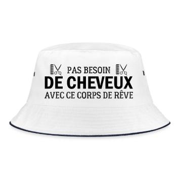 No need for hair with this dream body - Bucket Hat - white/navy - Front