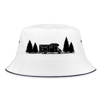 Shadow Camper in Forest with Spruce - Bucket Hat - white/navy - Front