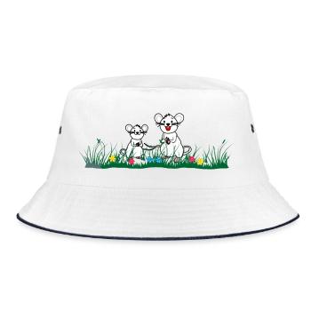 Little Mouse in the Grass - Bucket Hat - white/navy - Front