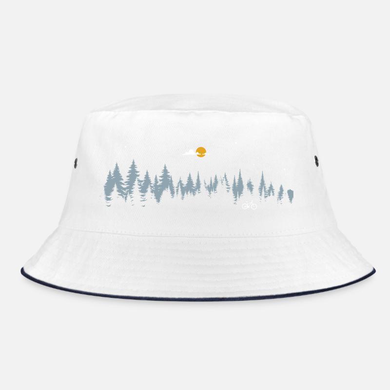 Moonlit Forest Bicycle Scene Bucket Hat