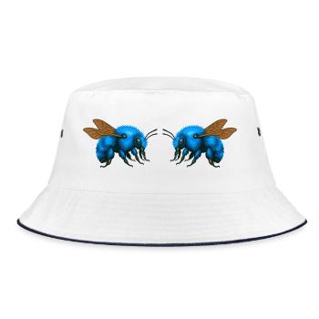 2Hummeln gespiegelt - Bucket Hat - Weiß/Navy - Vorne
