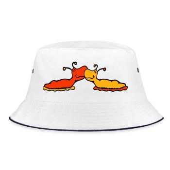 2 Schnecken Kuss Zwei Nacktschnecken Paar Liebe  - Bucket Hat - Weiß/Navy - Vorne