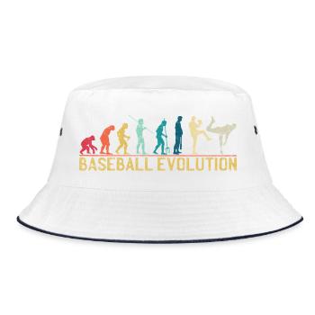 Baseball Evolution Illustration - Bucket Hat - white/navy - Front