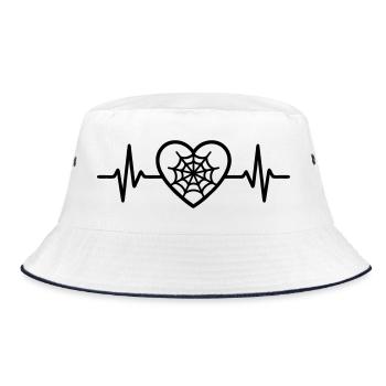 Spider Web Halloween Heart - Bucket Hat - white/navy - Front